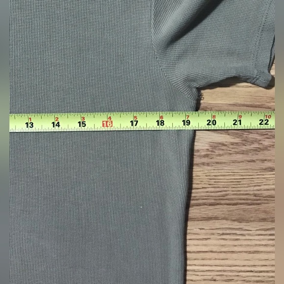 Zara Heavy Textured Knit Henley T-Shirt Mens XL Sand Beige / Green - Picture 6 of 9